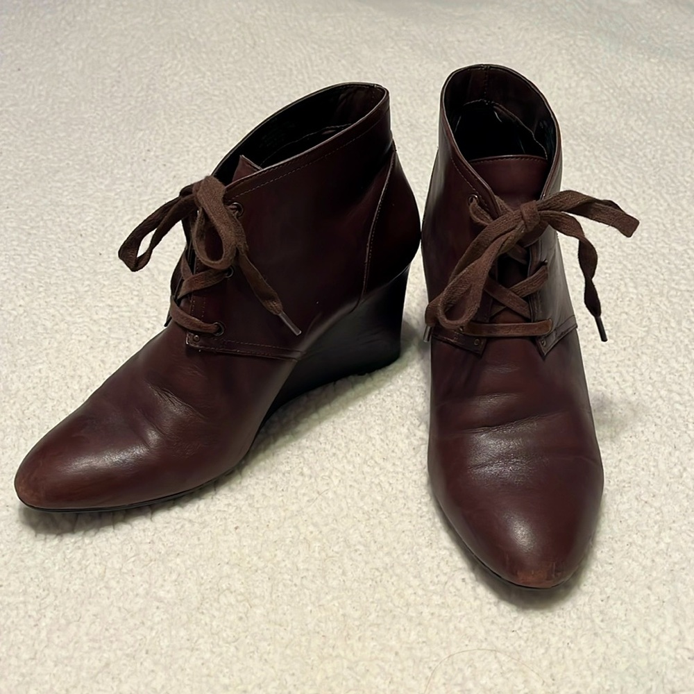 Ralph Lauren Brown Leather Praire Cottage core  Ankle Boots